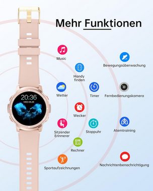 LLKBOHA Damen's Telefonfunktion Fitness-Tracker IP68 Wasserdichte Smartwatch (1,39 Zoll, Android/iOS), mit Benachrichtigung, 113 Sportmodi, Herzfrequenzmonitor Schlafmonitor