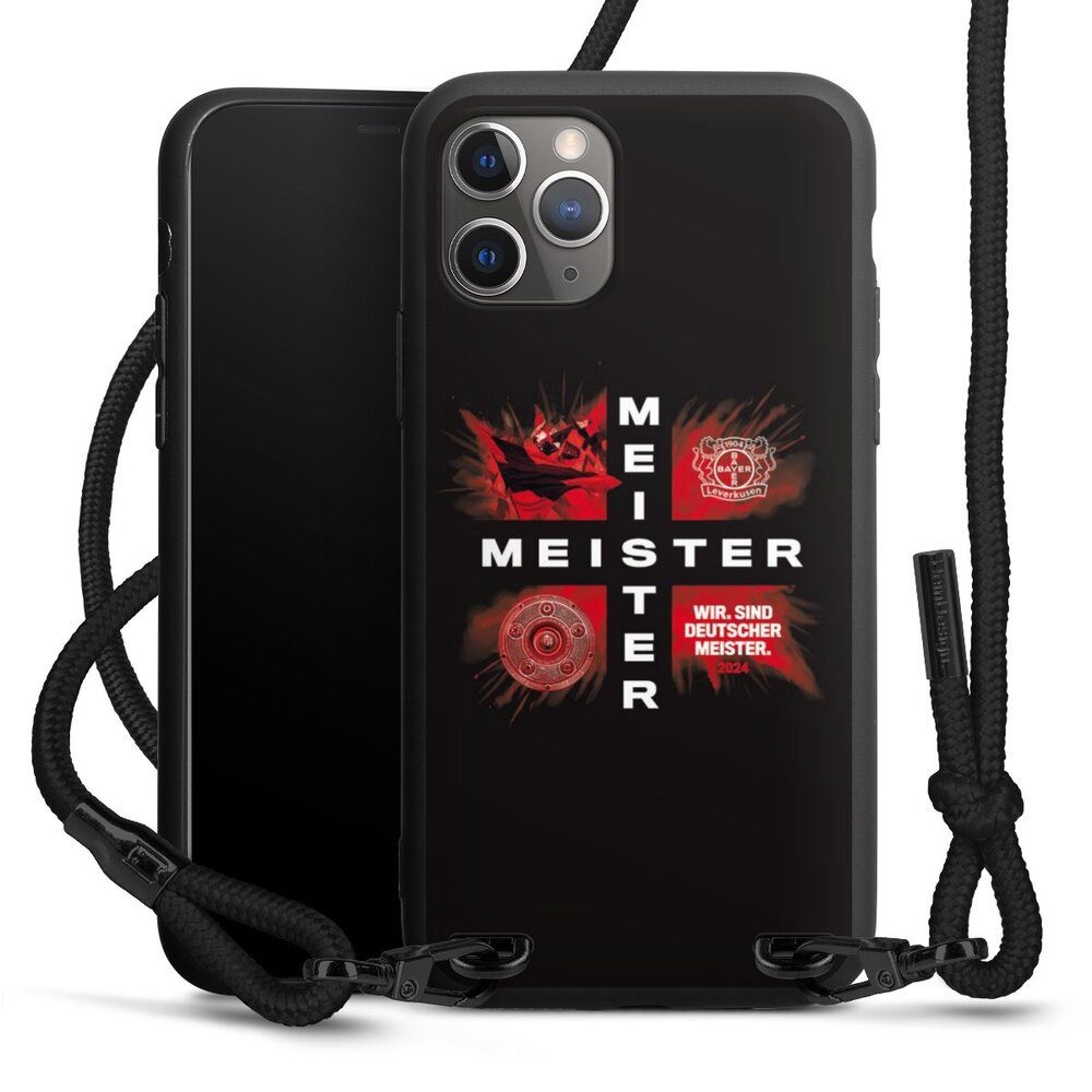 DeinDesign Handyhülle Bayer 04 Leverkusen Meister Offizielles Lizenzprodukt, Apple iPhone 11 Pro Premium Handykette Hülle mit Band Cover mit Kette