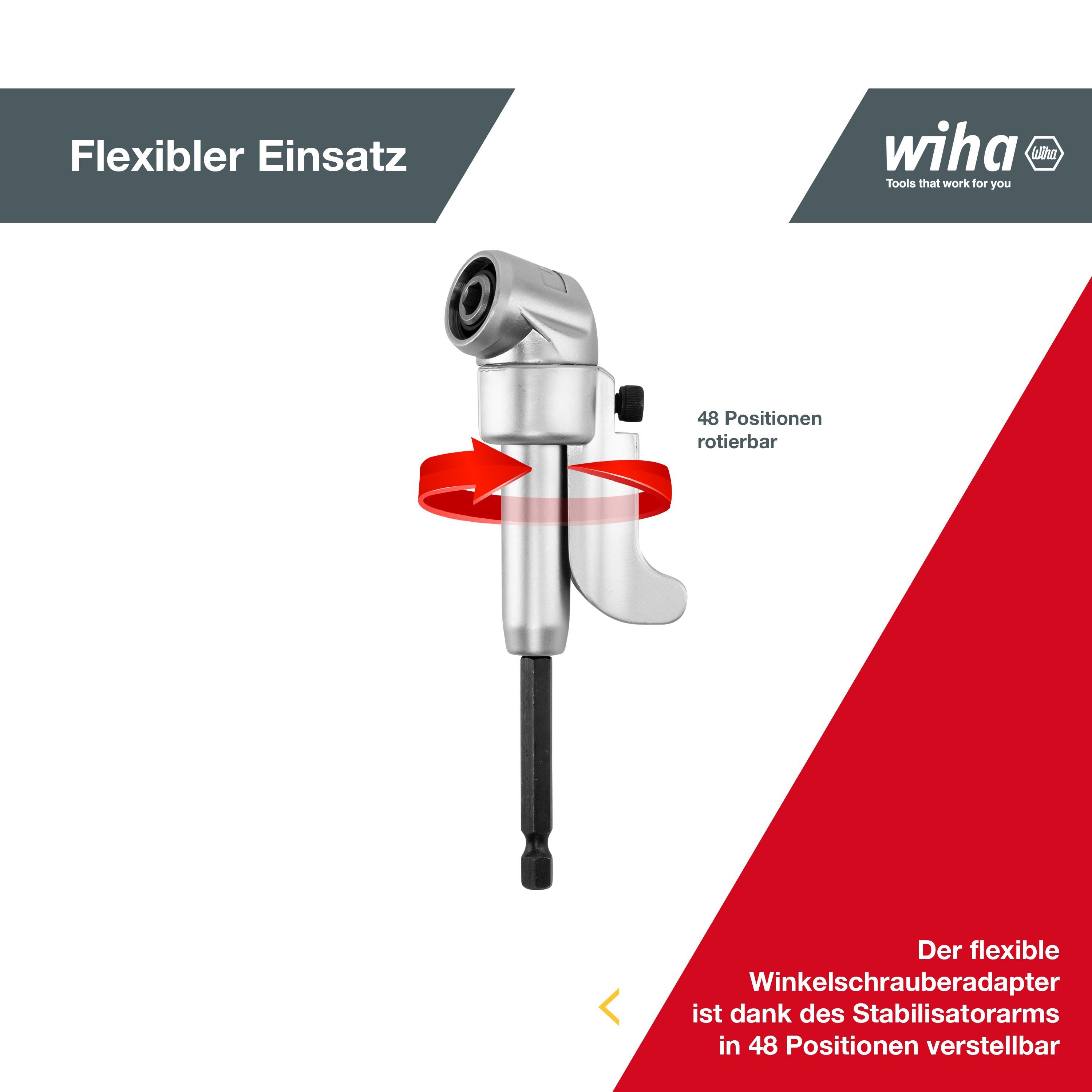 Wiha Winkelschraubvorsatz (32311), Schnellwechsel, 105° abgewinkelter Kopf, 130 mm