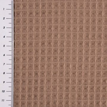 SCHÖNER LEBEN. Stoff Bekleidungsstoff Waffelpique Waffelstoff Baumwolle uni dark taupe 1,45, atmungsaktiv