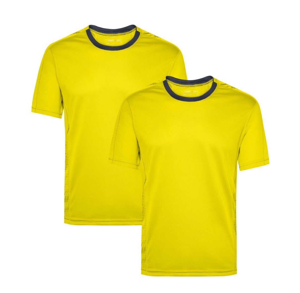 James & Nicholson Laufshirt Doppelpack Herren Kurzarm Laufshirt Running T-Shirt JN472 (Doppelpack, 2er-Pack) Atmungsaktiv und Feuchtigkeitsregulierend lemon/iron-grey