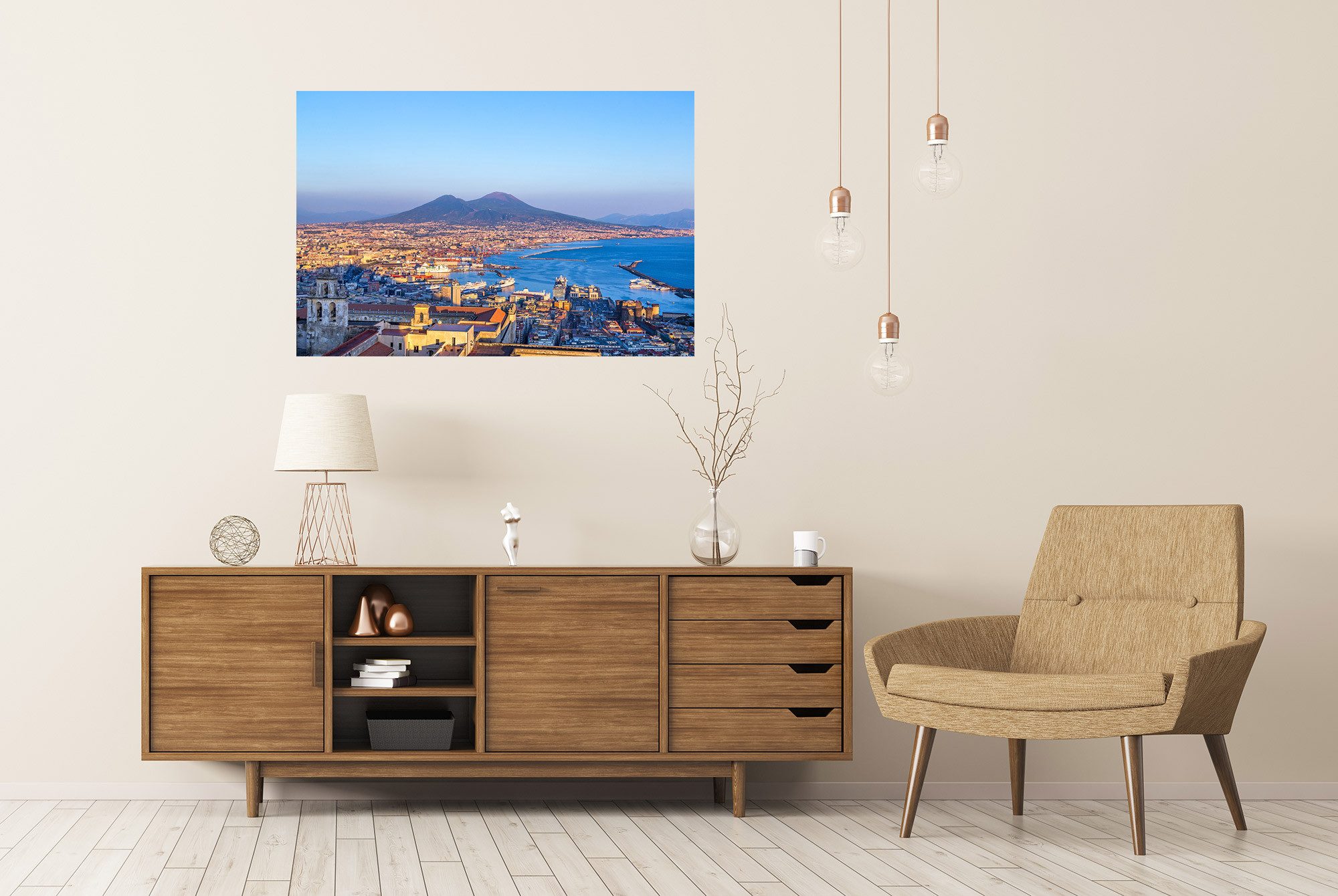 islandburner Poster Napoli (Neapel) Und Den Vesuv Im Hintergrund Fotodruck