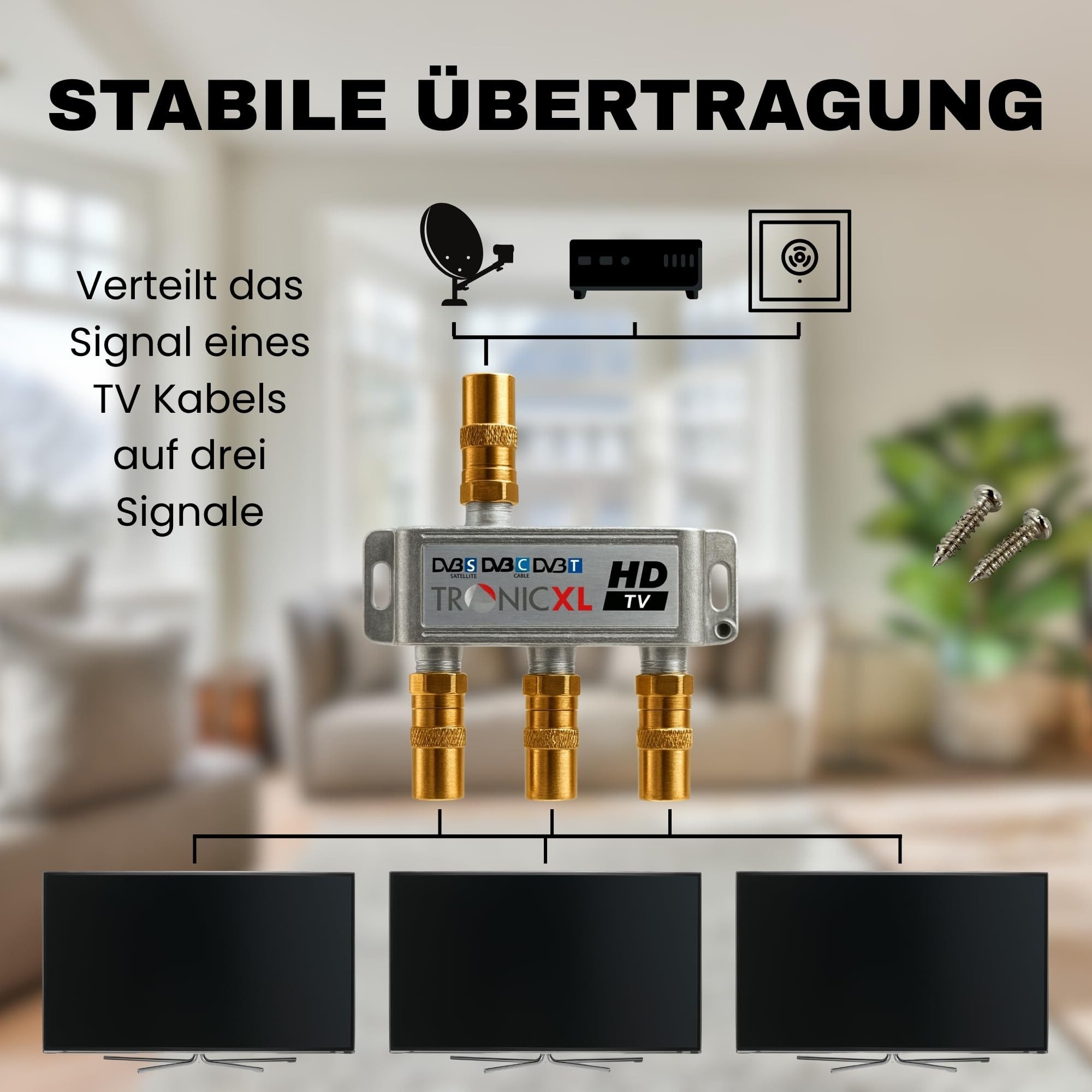 TronicXL SAT-Verteiler Koax HD 3D 4K Verteiler Weiche Splitter DVBT DVBT2 DVBC SAT TV Kabel – Bild 4 von 5