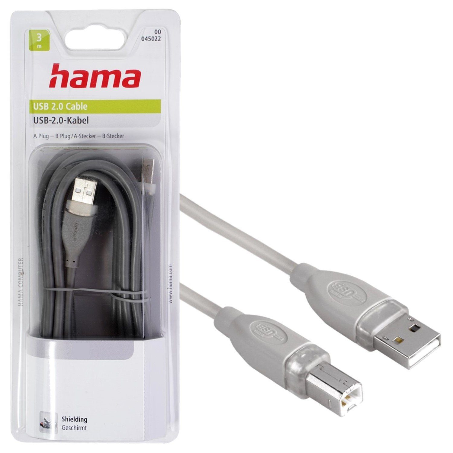 Hama USB-Kabel Anschlusskabel USB 2.0 3m USB-Kabel, USB Typ A,USB Typ A, Keine (300 cm), USB 2.0 PC Notebook Maus Tastatur Drucker Scanner Webcam Festplatte