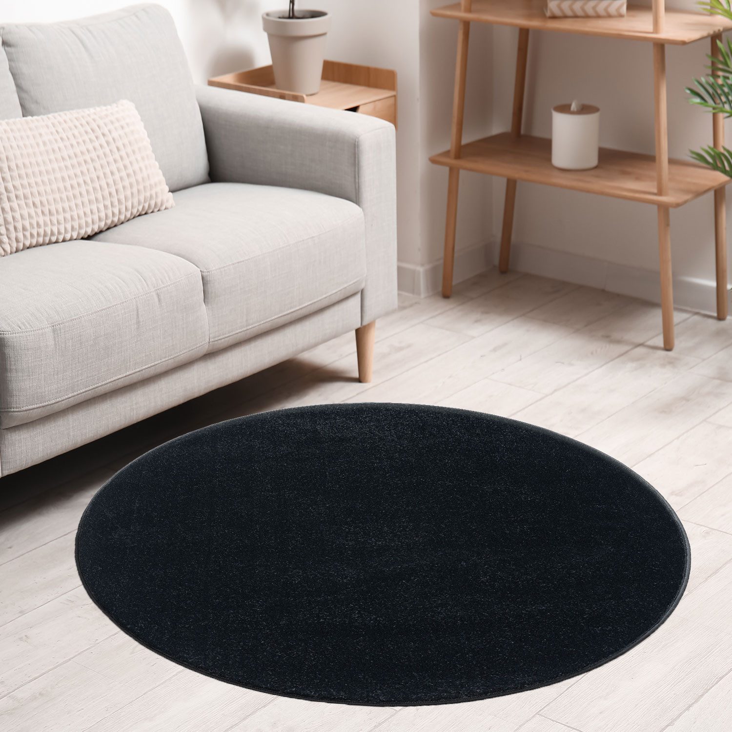 Vimoda Teppich Teppich Wohnzimmer Kurzflor, Rund, Höhe: 8 mm, Teppich Einfarbig weich gewebt, Modern, in Versch. Größen & Farben