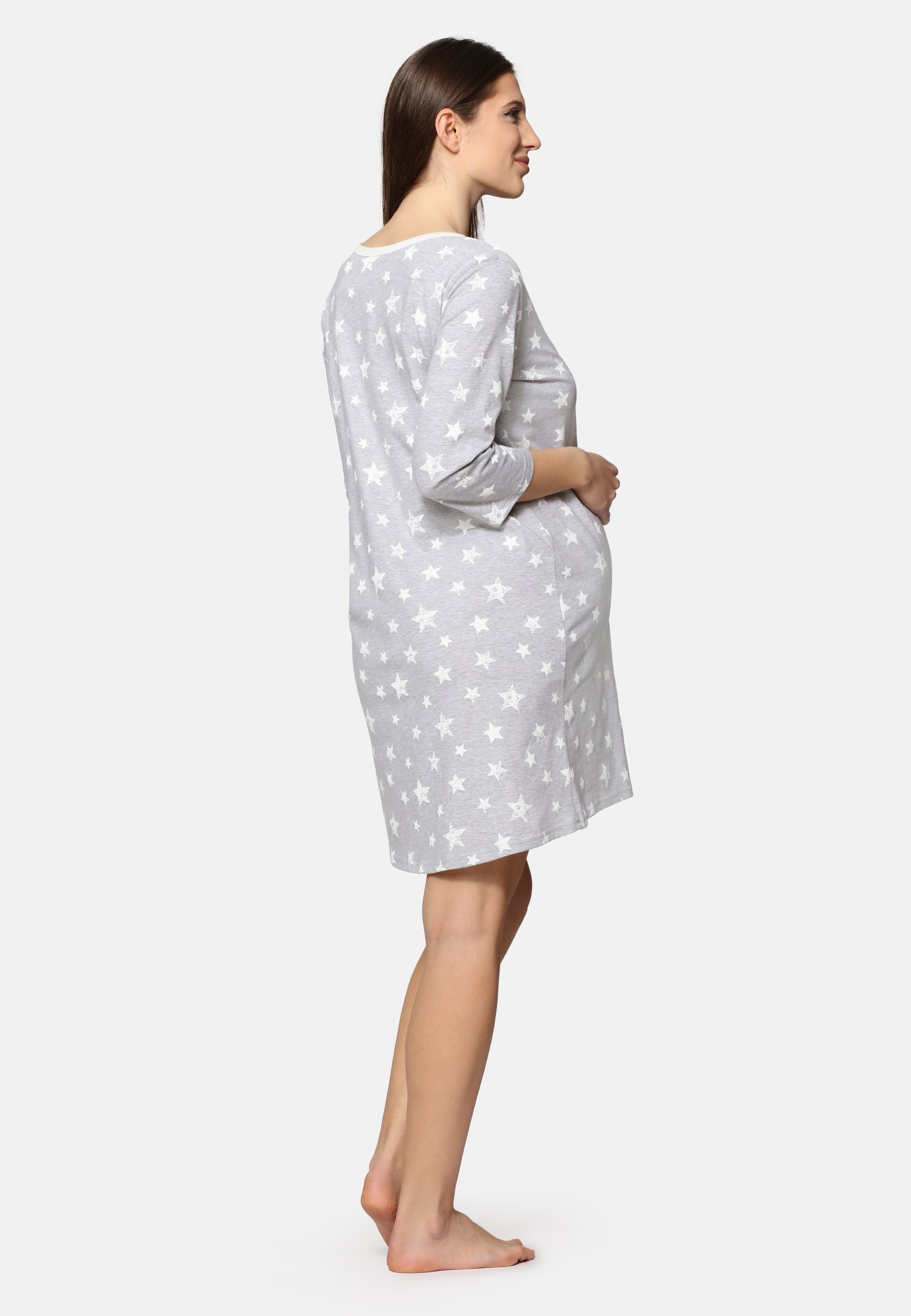 Be Mammy Umstandsnachthemd Damen Umstands Nachthemd 3/4 Arm mit Stillfunkti günstig online kaufen