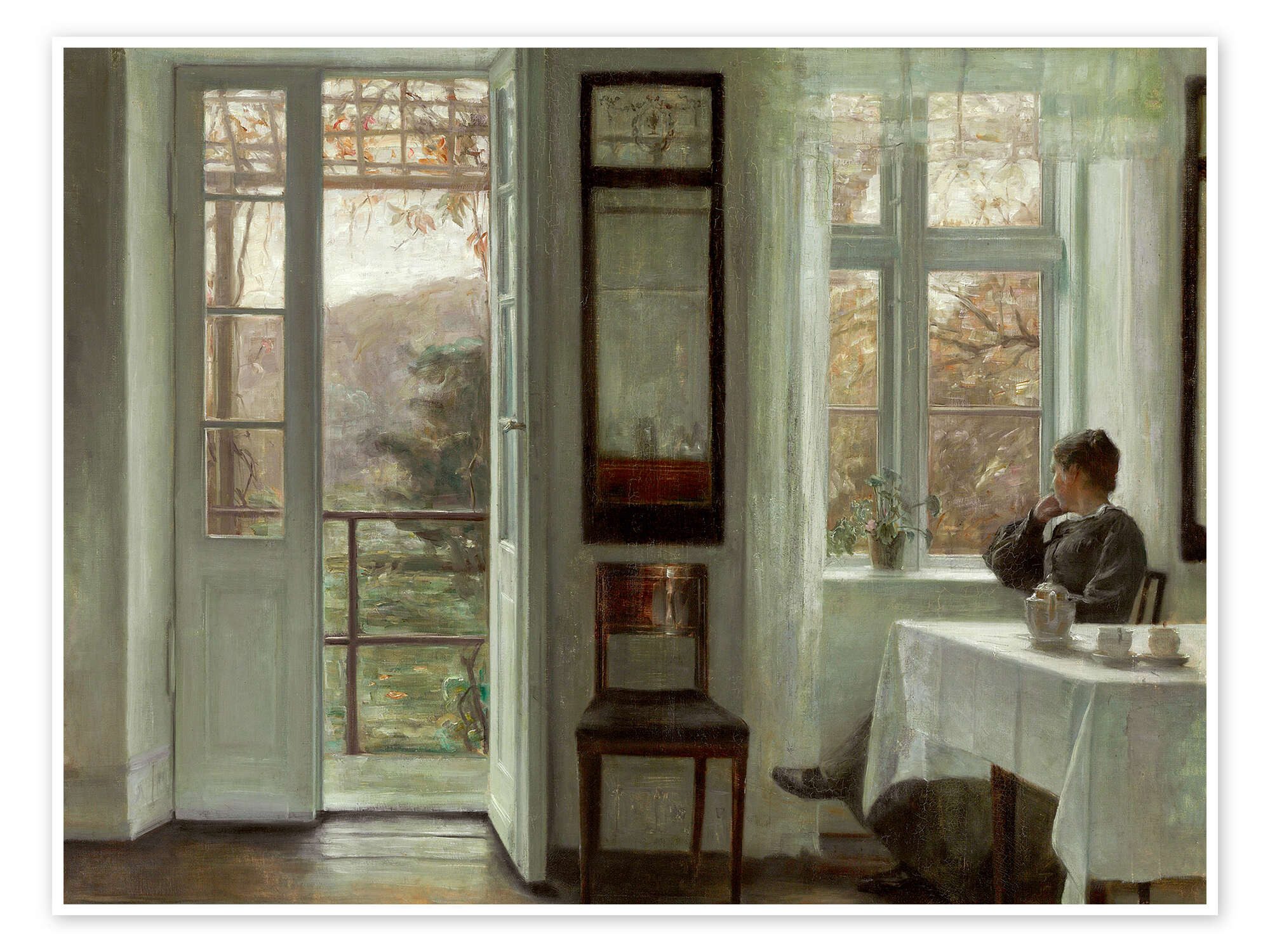 Posterlounge Wandbild Frau des Künstlers an einem Fenster, Carl Holsøe, erhältlich als Poster, Leinwandbild, Wandsticker oder Acrylglasbild