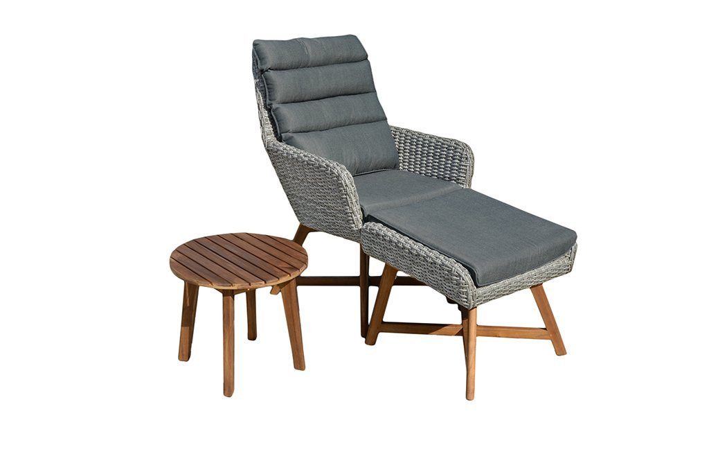 Gartenstuhl Lounger-Set Gartenliege Sessel Hocker Beistelltisch inkl. Auflagen