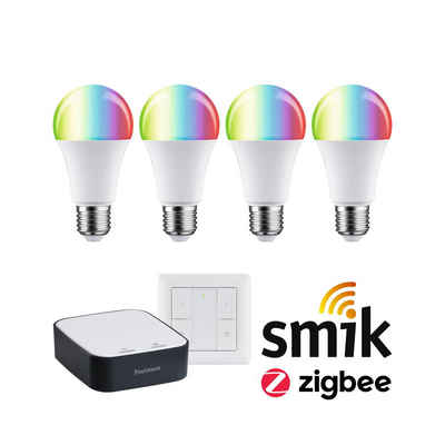 Paulmann LED-Leuchtmittel Smartes Zigbee 3.0 LED Starter Set Smik E27 - Birne A60 4x 11W 1055lm, n.v, warmweiss