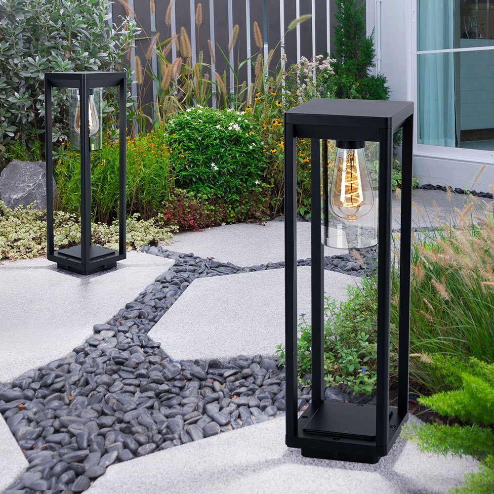 ALU schwarz-matt LED etc-shop Leuchte Leuchtmittel inklusive, Außen-Stehlampe, Warmweiß, Fernbedienung Farbwechsel, Steh Garten Stand