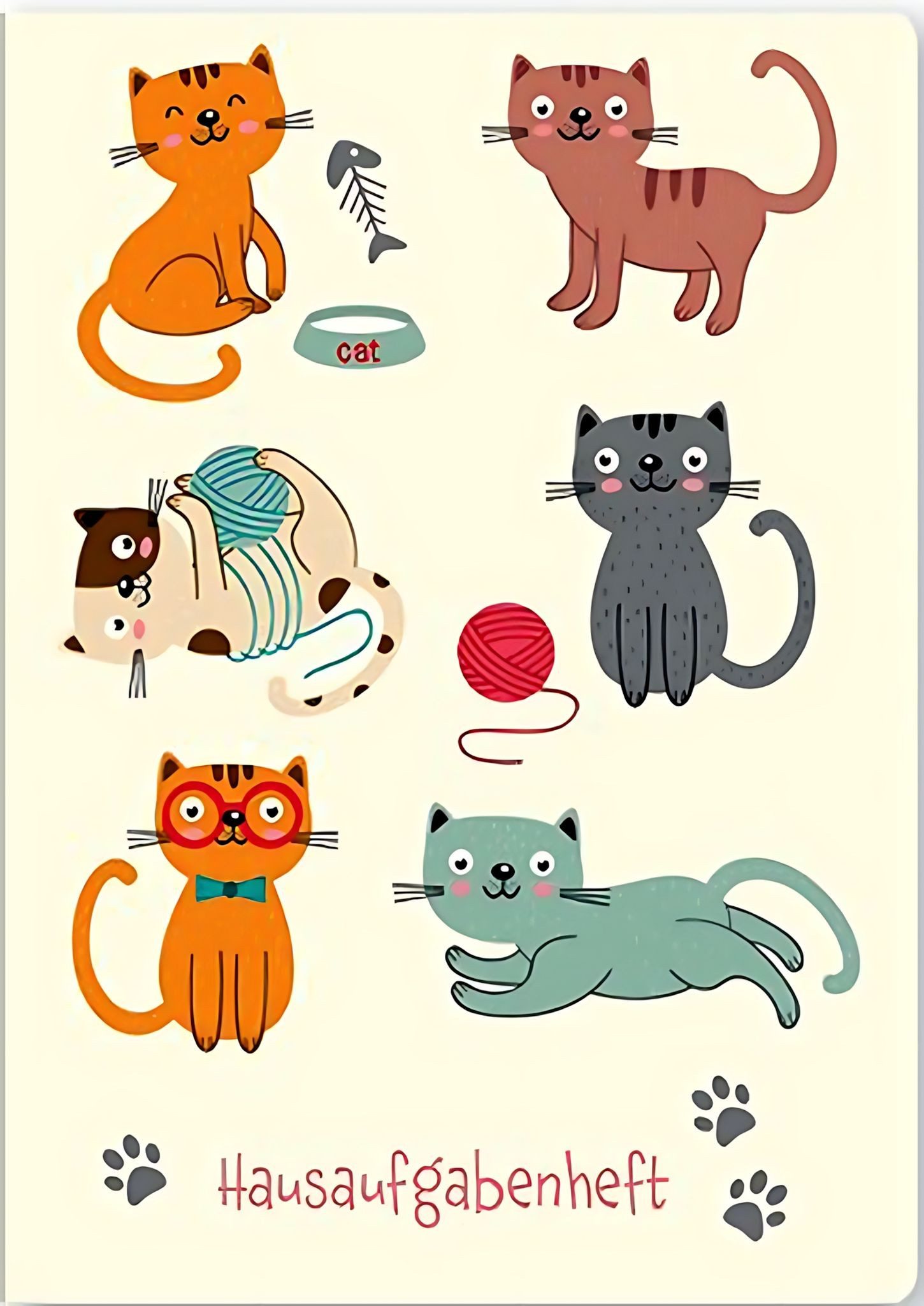 ADINA Schulheft ADINA Hausaufgabenheft A5 (Katzen) für Schlaue Faule