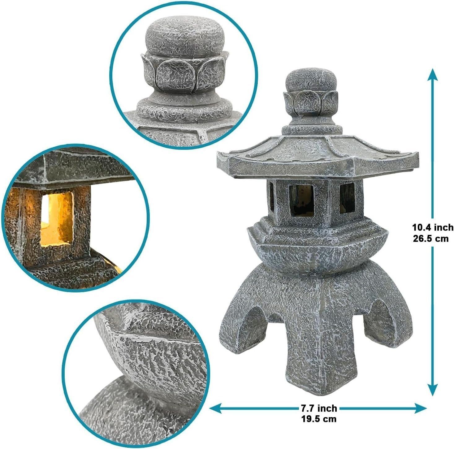 rost-,wetter- UV-beständig Stil, DOPWii Gartenleuchte Rund Solar-pagoden-laterne,Japanische und