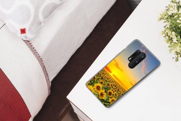 MuchoWow Handyhülle Blumen - Sonnenblume - Sonnenuntergang - Nacht - Orange, Phone Case, Handyhülle OnePlus 8 Pro, Silikon, Schutzhülle