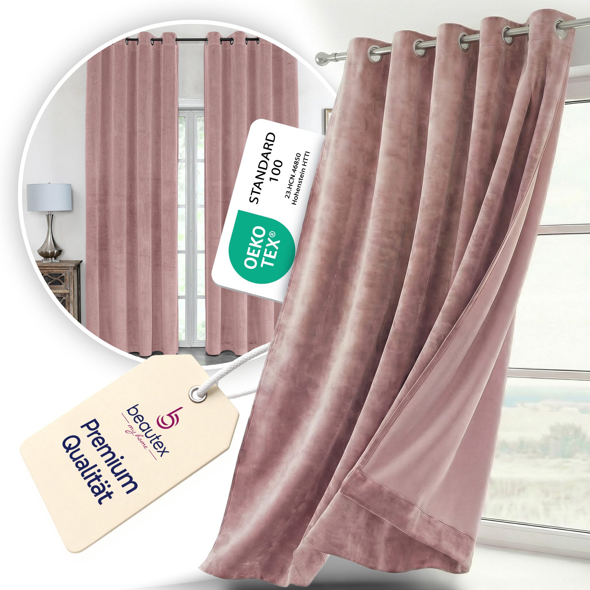 Beautex Verdunkelungsvorhang Samt Vorhang Ösen Gardine Velvet blickdicht abdunkelnd (1 St), Ösen, abdunkelnd, Velvet-Samt, blickdicht, Ösenaufhängung, pflegeleicht