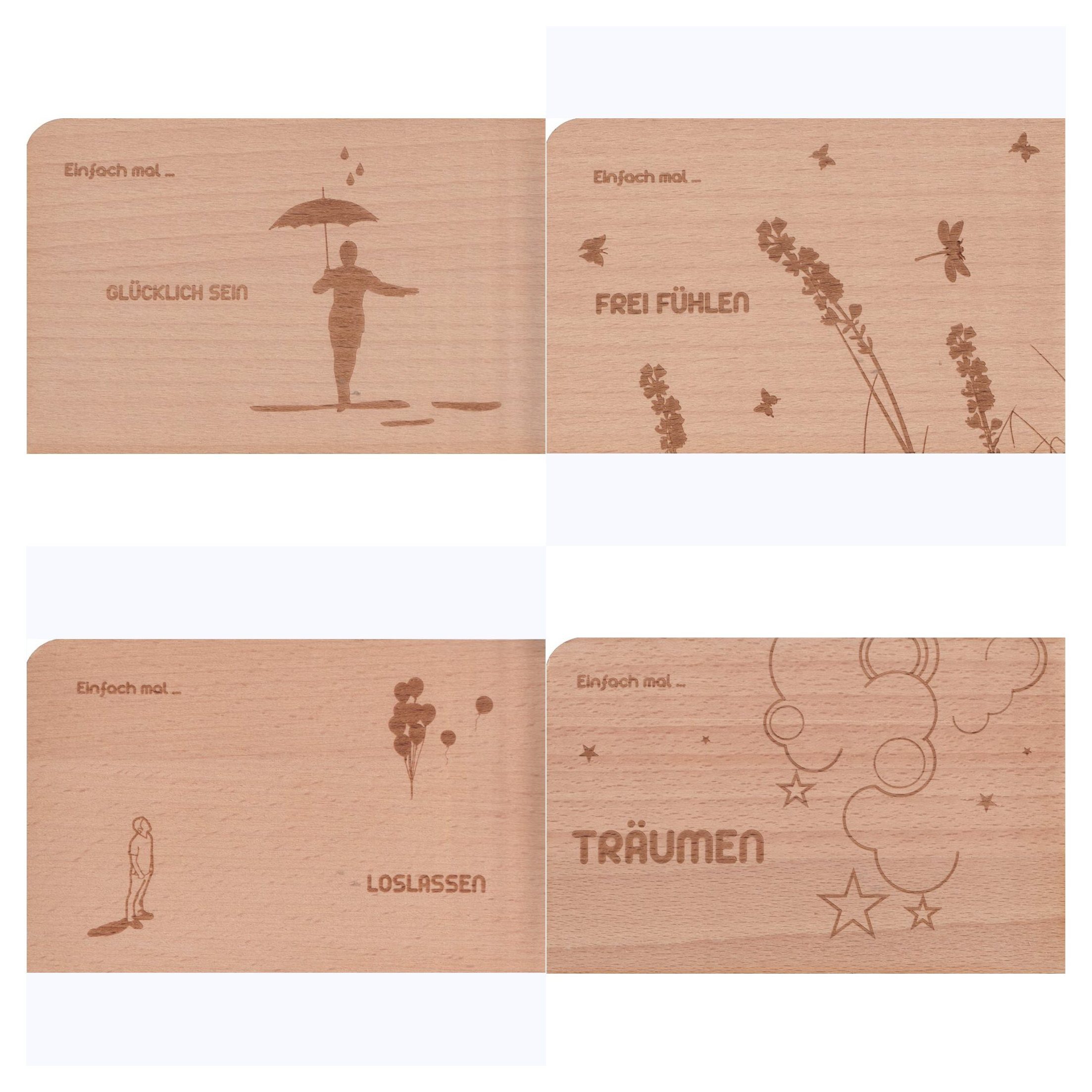 postkarten-universum.de Postkarte Holzpostkarten-Set "Einfach mal ..."