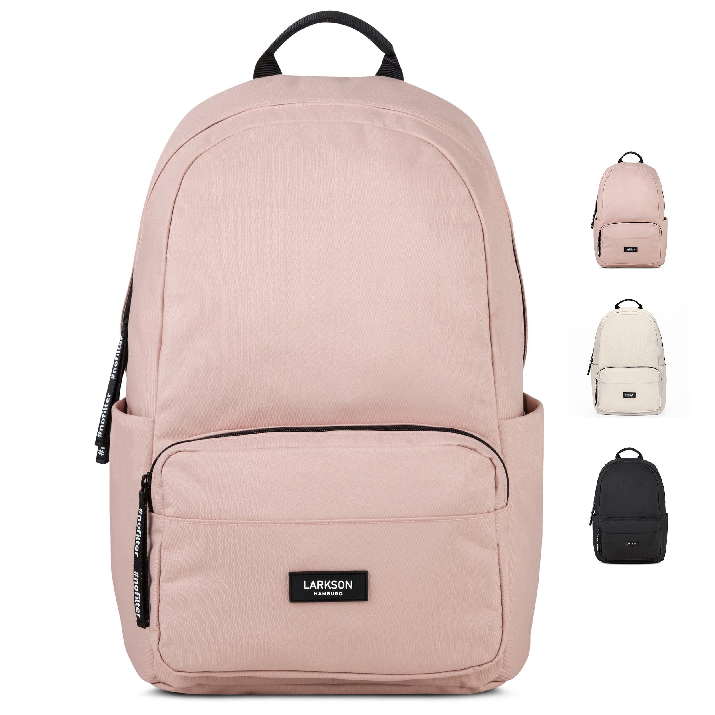 LARKSON Schulrucksack No 3 Rucksack Schule Mädchen Jungen Teenager (Keine Set), Seitentasche, Laptopfach, Wasserabweisend Rosa