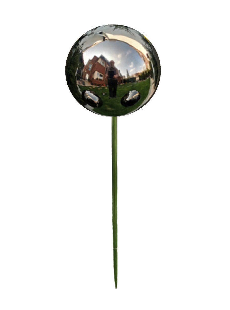 Jürgen Bocker - Gartenambiente Gartenstecker Rosenkugel Edelstahl schwarz poliert Stab Gartenstecker Beetstecker