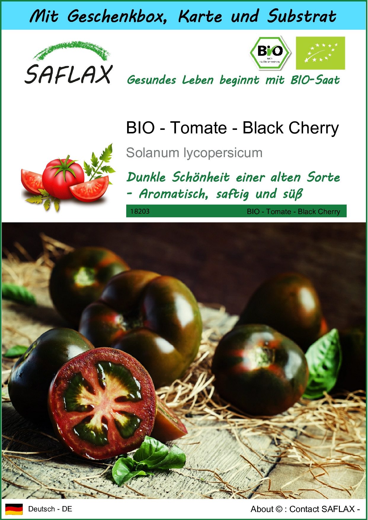 SAFLAX Gemüsesamen SAFLAX - Geschenkset - BIO - Tomate - Black Cherry