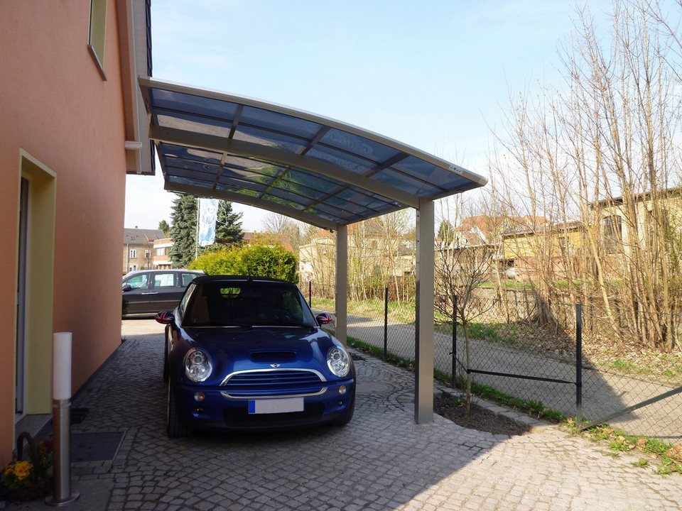 Ximax Einzelcarport Portoforte Typ 80 Sonderlänge-Edelstahl-Look, BxT:  270x556 cm, 240 cm Einfahrtshöhe, Aluminium