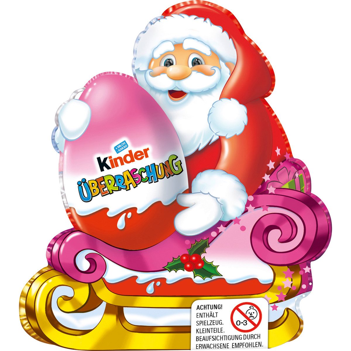 kinder Schokolade, kinder Schokolade Weihnachtsmann Hohlfigur mit Überraschung Rosa 75g