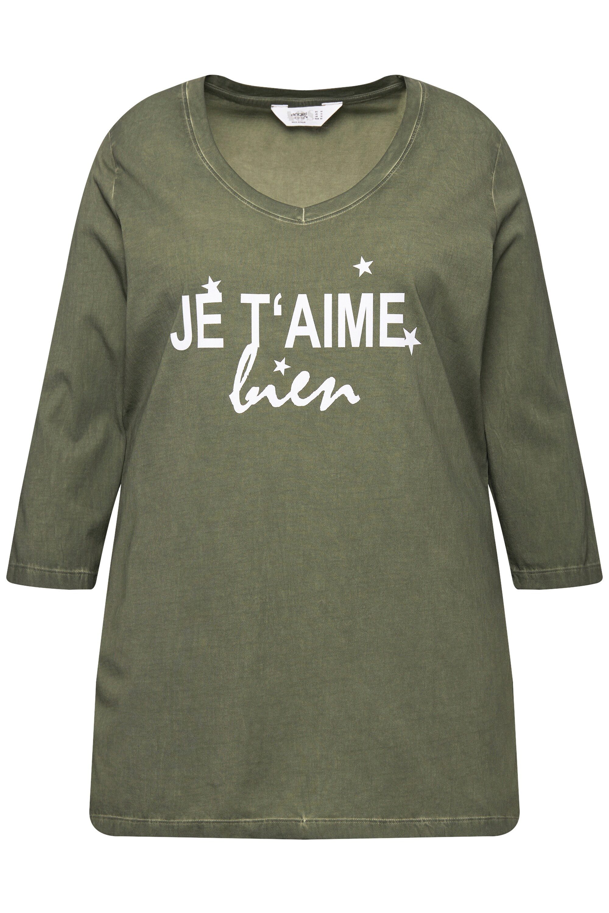 Angel of Style T-Shirt T-Shirt cold dyed Statement-Druck V-Ausschnitt günstig online kaufen