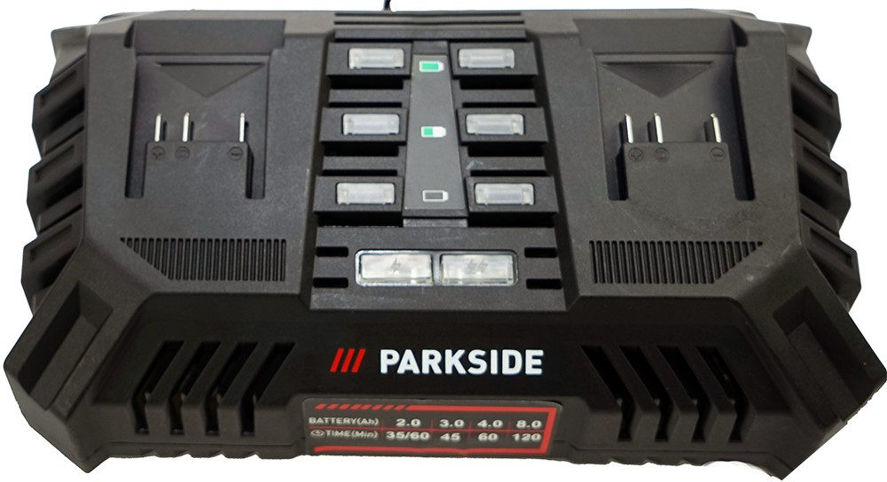 Parkside 20V Akku Doppelladegerät PDSLG 20 + 2x 2Ah Akku 2 Ah Akku-Set (20 V)