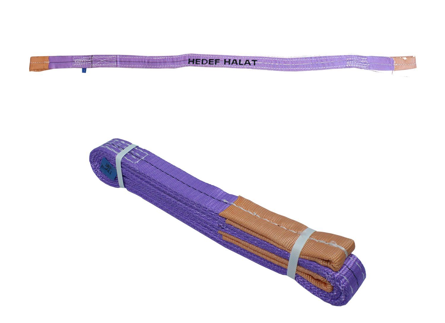 HEDEF HALAT 1 Tonne 1 Meter Hebeband Hebeschlinge Bandschlinge Hebegurt Krangurt Hebeband, Abschleppgurt aus Polyester mit Endschlaufen 1 Tonne 1 Meter