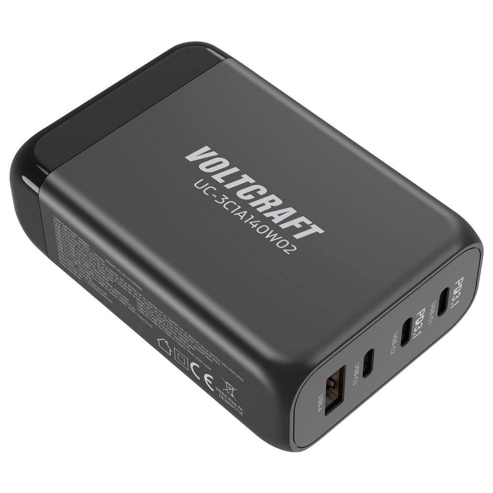 VOLTCRAFT USB-Ladestation GaN, 140 W, 3x USB-C®, 1x USB-A, PD 3.1 VC-16619010 USB-Ladegerät (GaN, USB Power Delivery (USB-PD), Schnellladegerät)