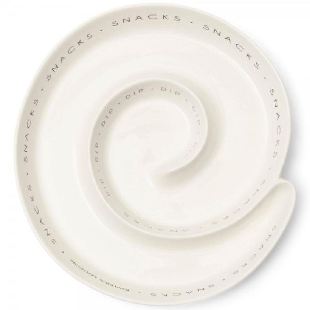 Rivièra Maison Servierplatte Servierplatte Snack & Dip Weiß (27cm)