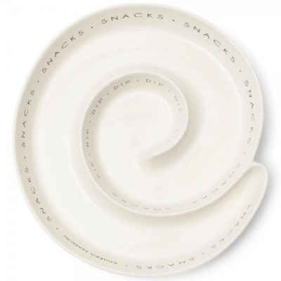 Rivièra Maison Servierplatte »Servierplatte Snack & Dip Weiß (27cm)«