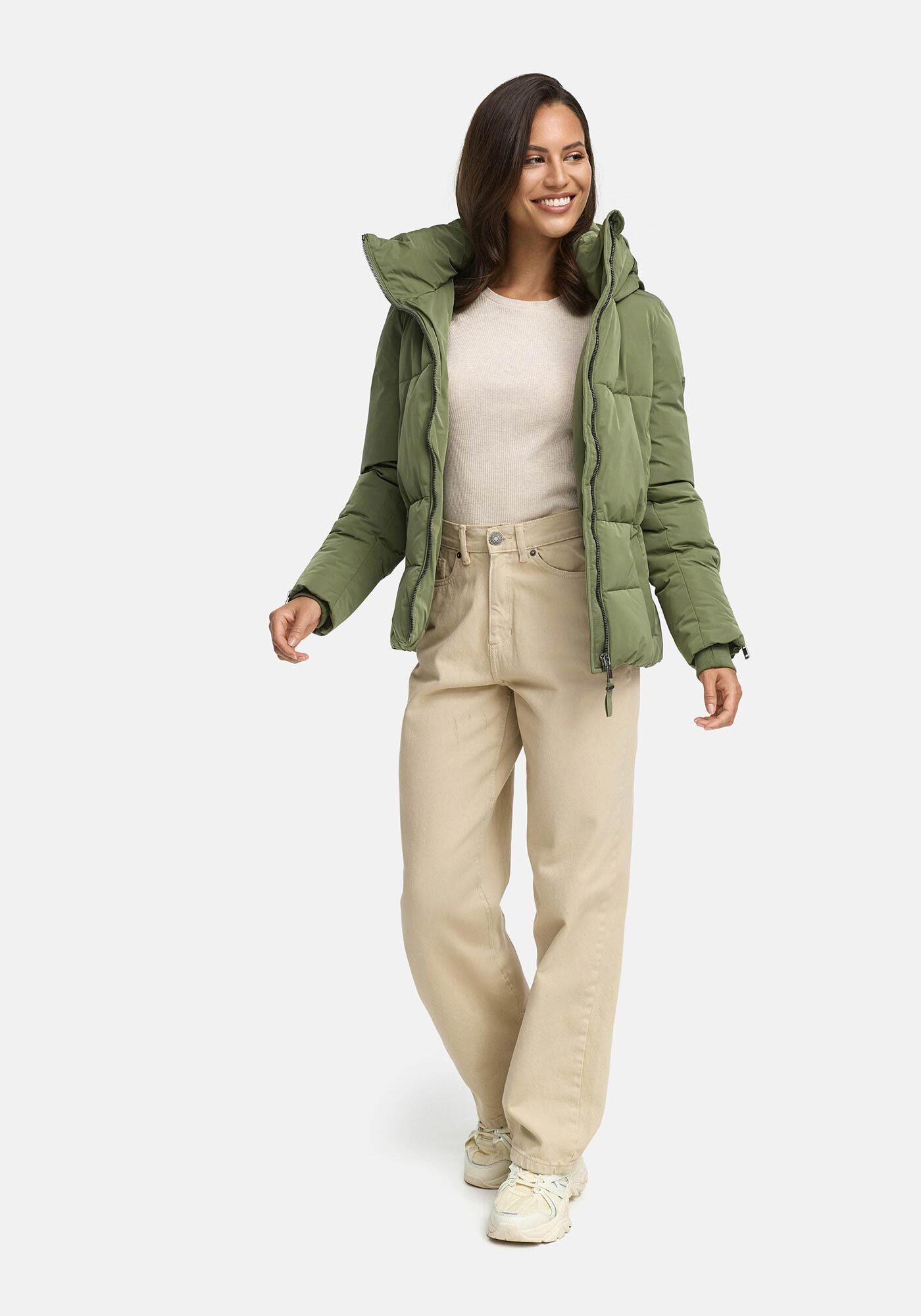 Marikoo Winterjacke Aleynaa mit extra hohem Kragen und elastischem Taillengürtel