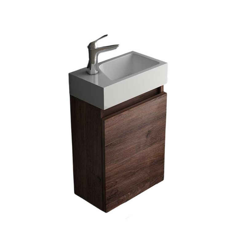 Alpenberger Badezimmer-Set »Handwaschbecken Set Gäste WC«, (2-tlg., 2-St., Waschbecken mit Unterschrank), Soft-Close, pflegeleicht