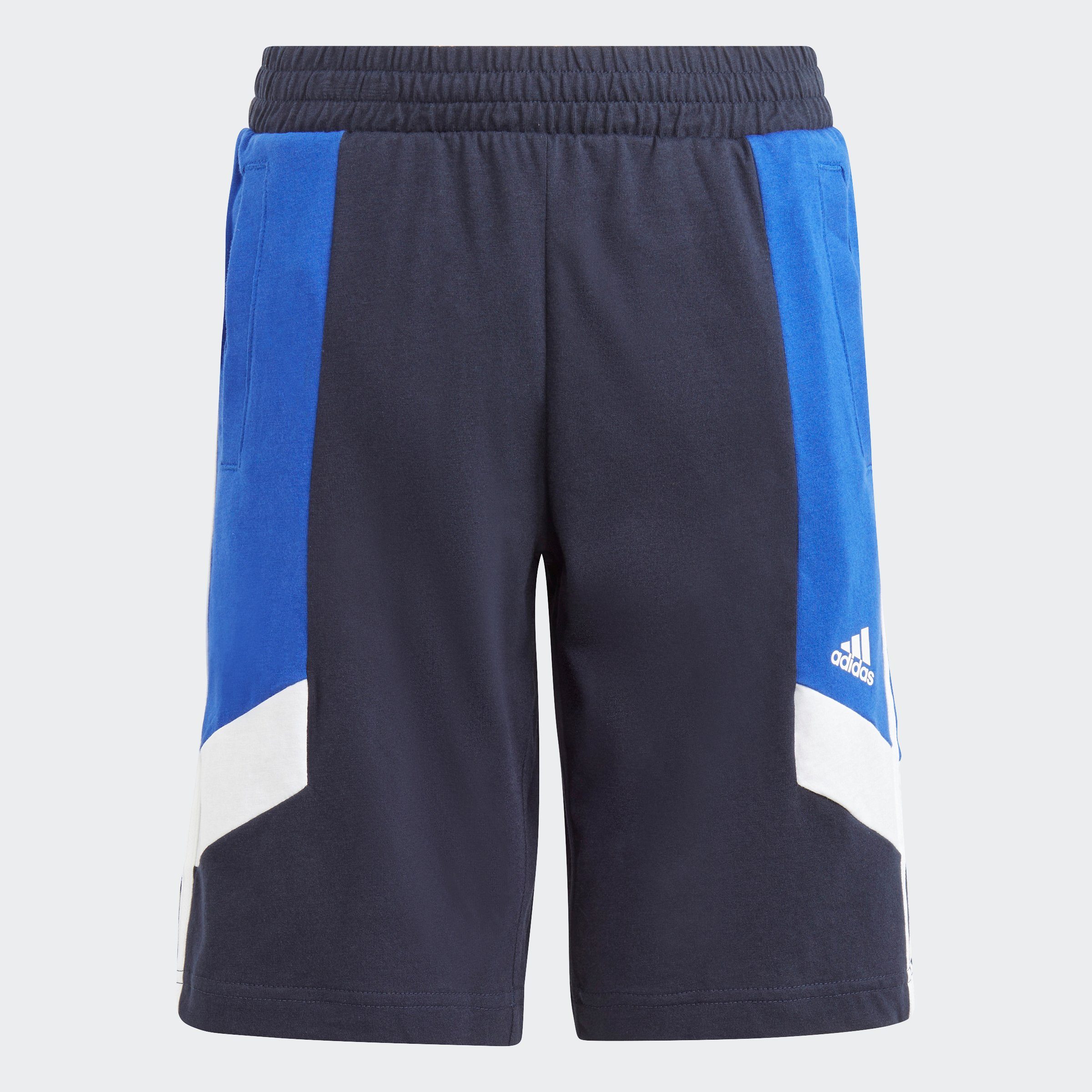 adidas REGULAR COLORBLOCK Lucid Shorts Ink Blue / (1-tlg) White Legend / Sportswear FIT Semi 3-STREIFEN