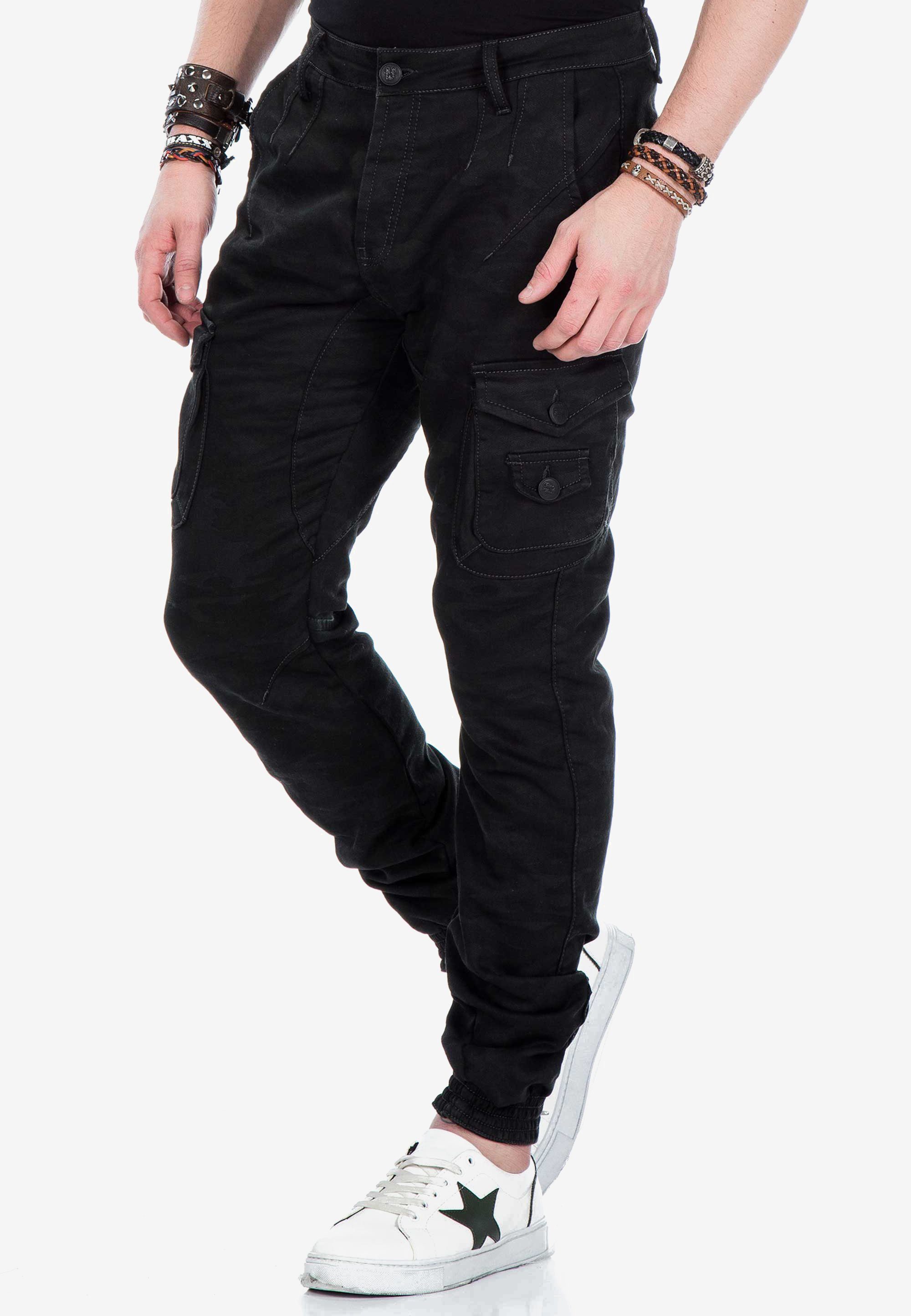 Cipo Baxx khaki & Jeans Saum elastischem mit Bequeme