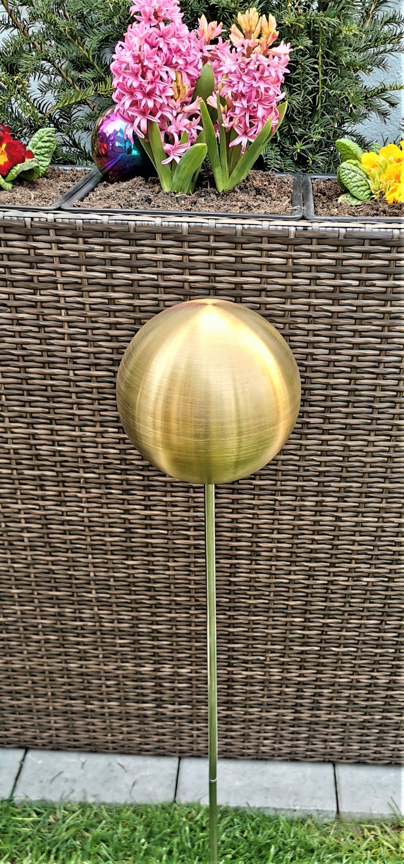 Jürgen Bocker GartenAmbiente Gartenstecker Rosenkugel Edelstahl Gold