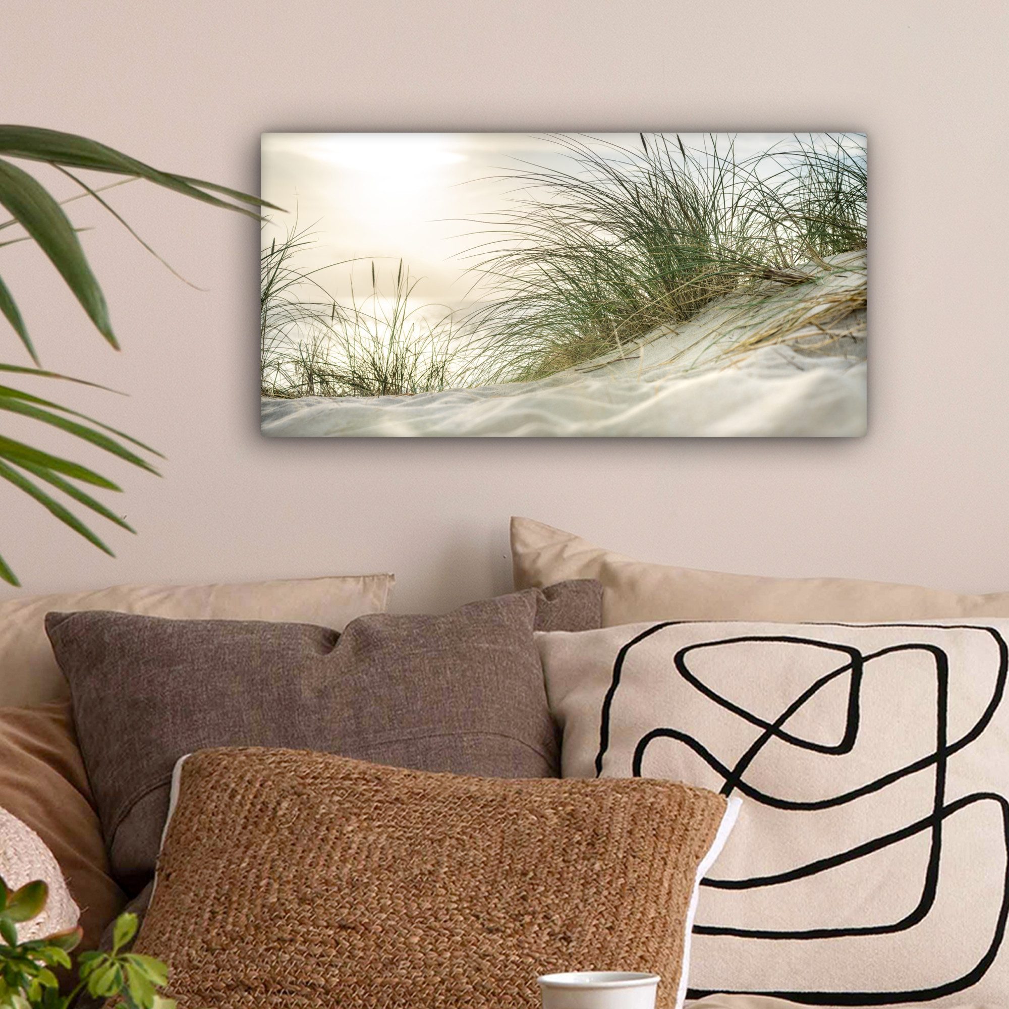 OneMillionCanvasses® Leinwandbild Panorama Dünen mit Strandhafer in der Son günstig online kaufen