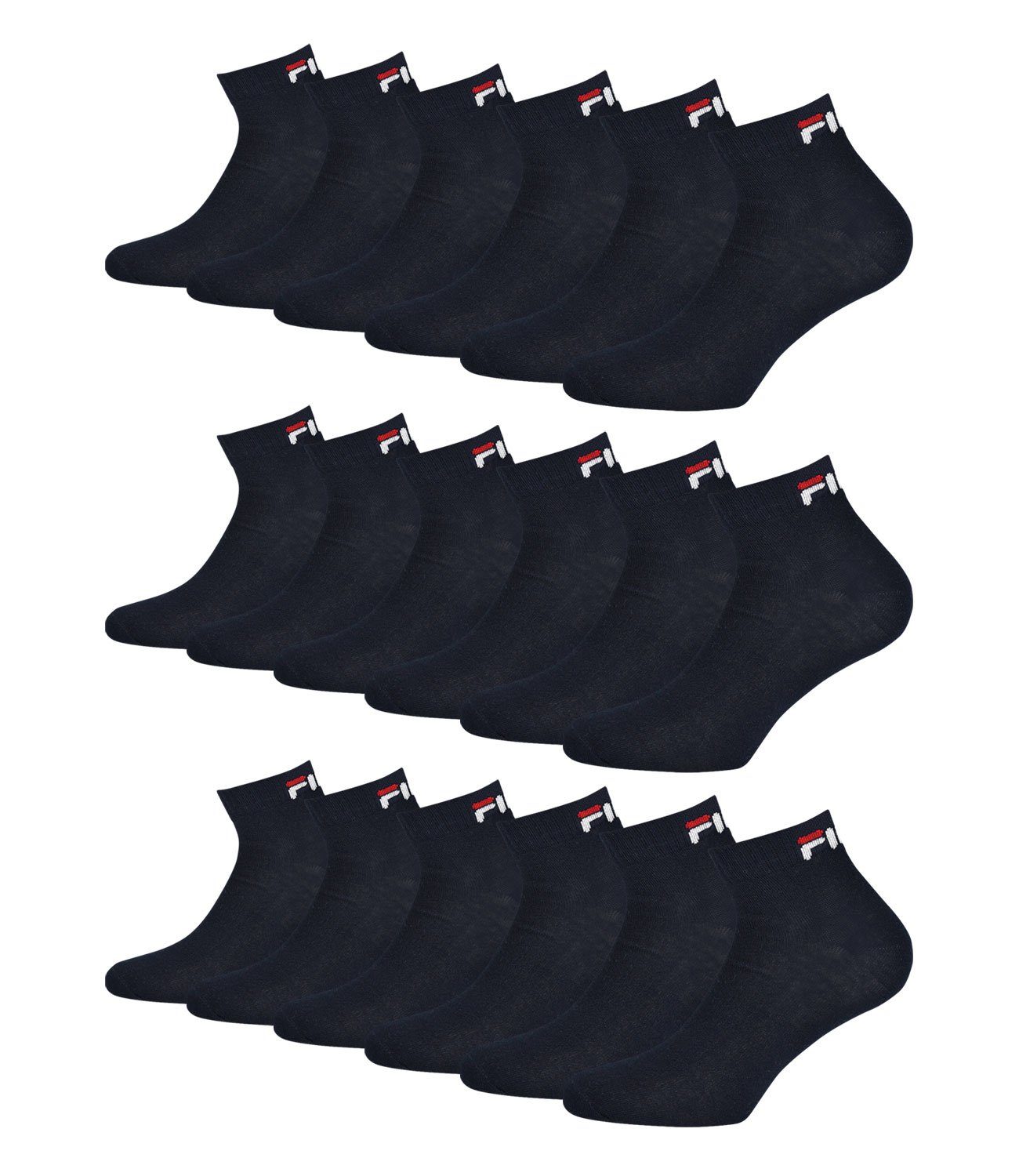 navy mit Sportsocken Rippbündchen (9-Paar) Fila weichem Socken Quarter 321