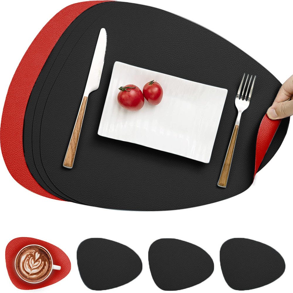Coonoor Platzset Tischset, Kunstleder, abwischbar, (4-St), Столовые наборы und Untersetzer