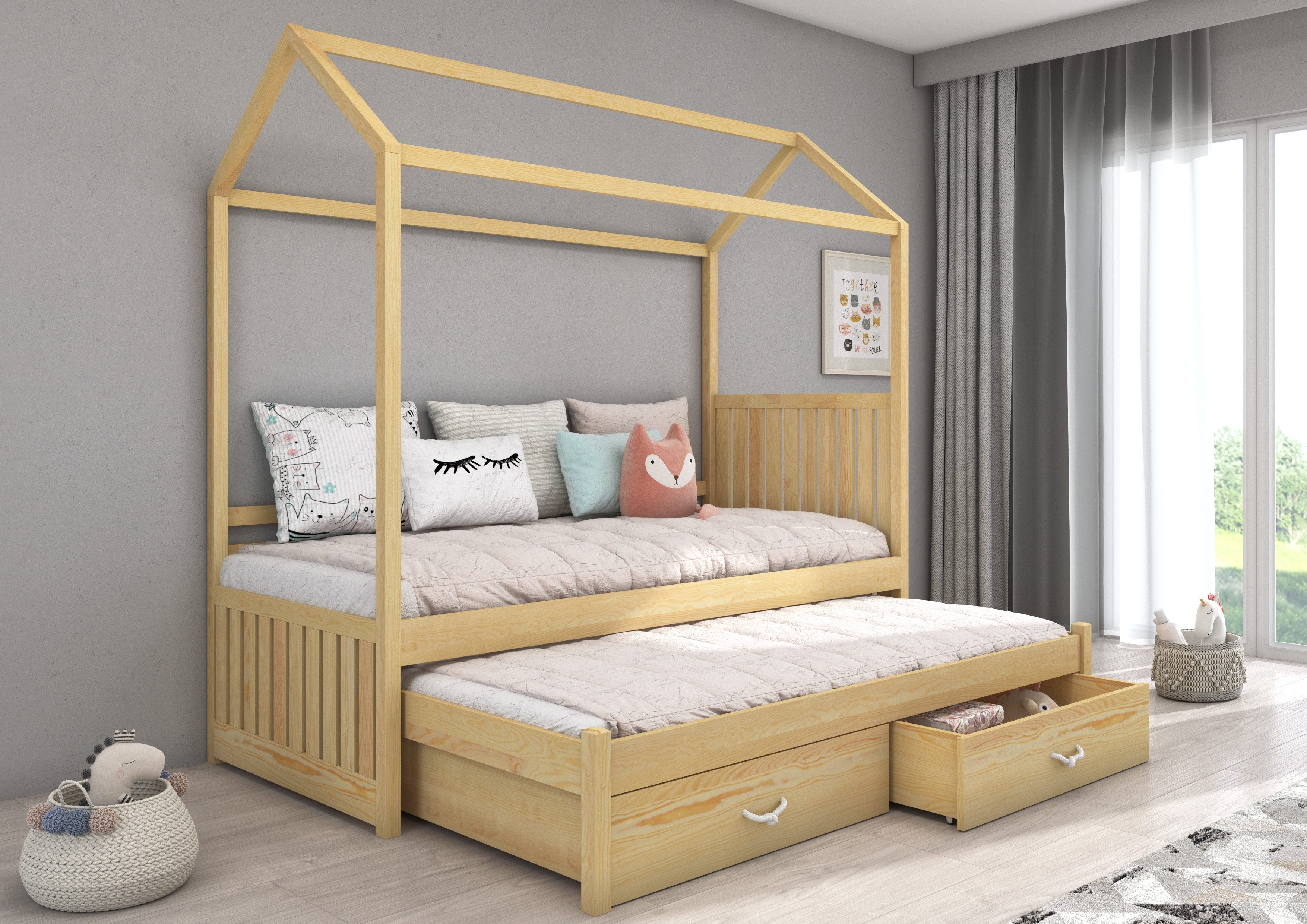 MOEBLO Hausbett NUKI (Kinder-Doppelbett im Haus-Design günstig online kaufen