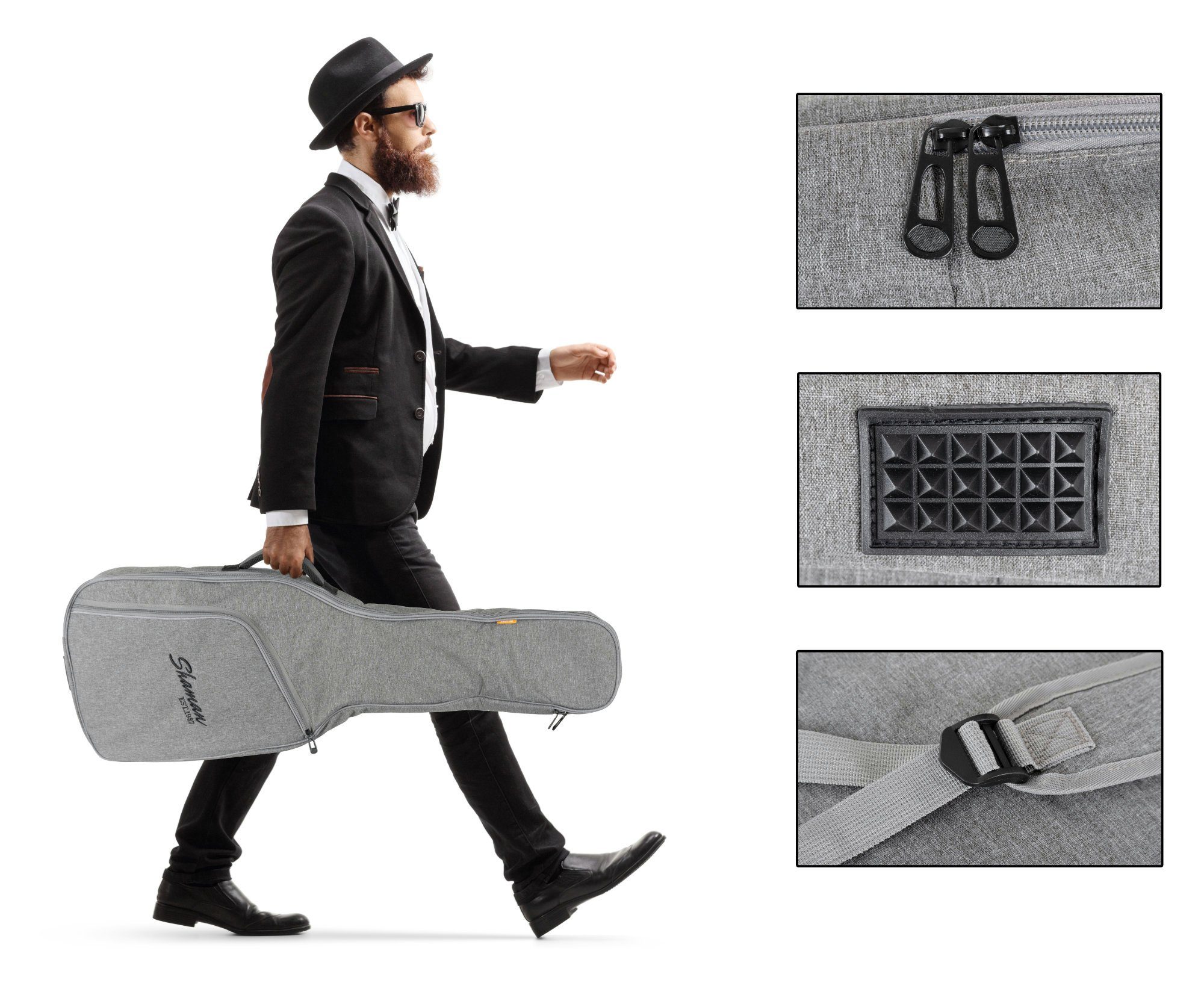Shaman Gitarrentasche Premium-Line E-Gitarrentasche, Fixierung für Instrumentenhals - Max. Innenmaße: 102 x 35 cm