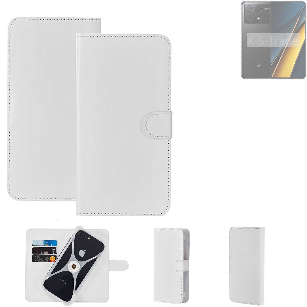 K-S-Trade Handyhülle für POCO X6 Pro 5g, Handy Hülle Schutz Hülle Cover Case Bookstyle Bumper weiß 1x