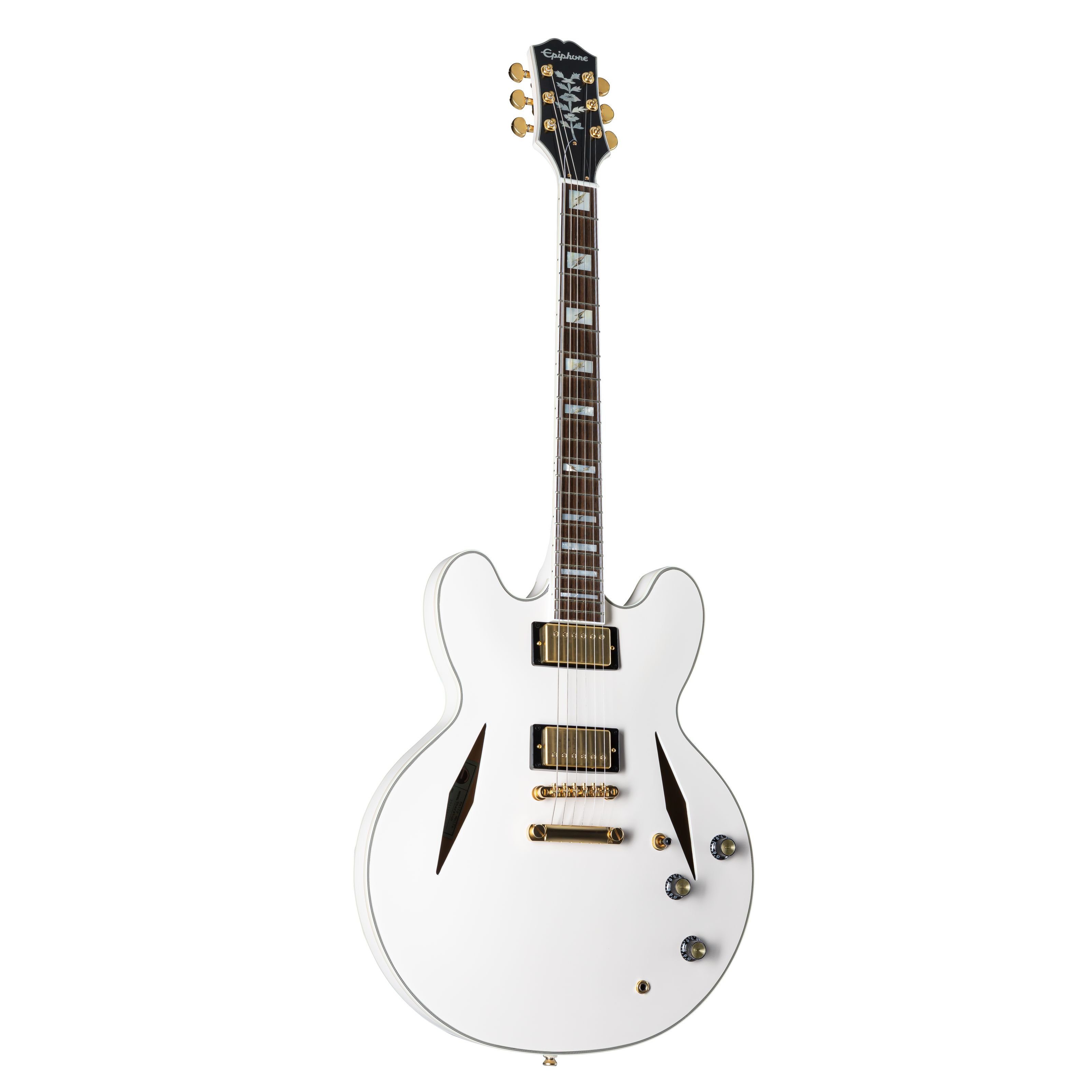 Epiphone Halbakustik-Gitarre, Halb-Akustik Gitarren, Semi Hollow-Modelle, Emily Wolfe Sheraton "White Wolfe" Aged Bone White - Halbakustik
