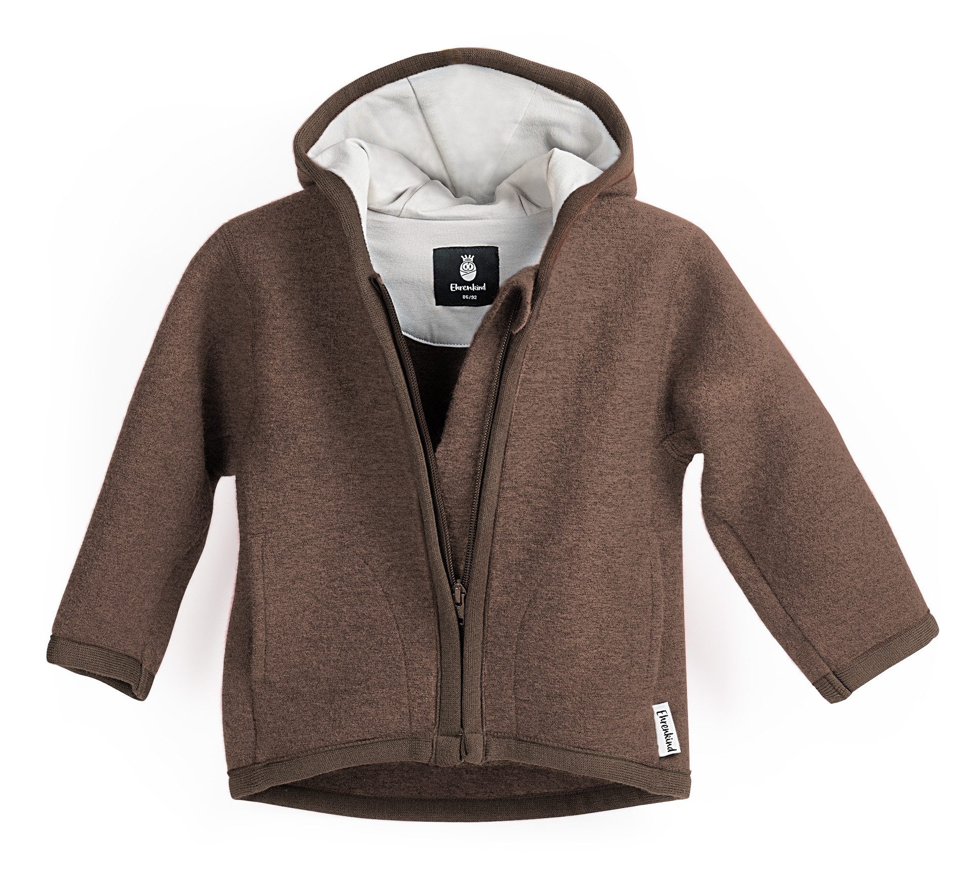 Ehrenkind Walkjacke, Jacke für Kinder aus Merino Schurwolle mit Reißverschluss (aus hochwertiger Walkwolle, atmungsaktiv und temperaturausgleichend) Jacke für Jungen und Mädchen