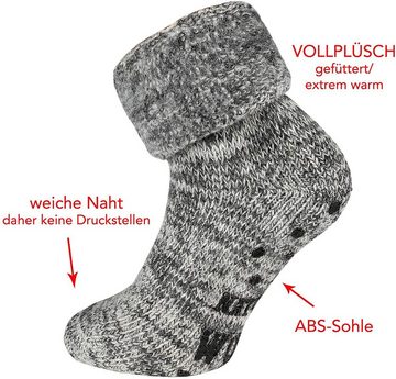 TippTexx 24 ABS-Socken 2 Paar ABS Stoppersocken Wollsocken Wintersocken mit Innenfrottee