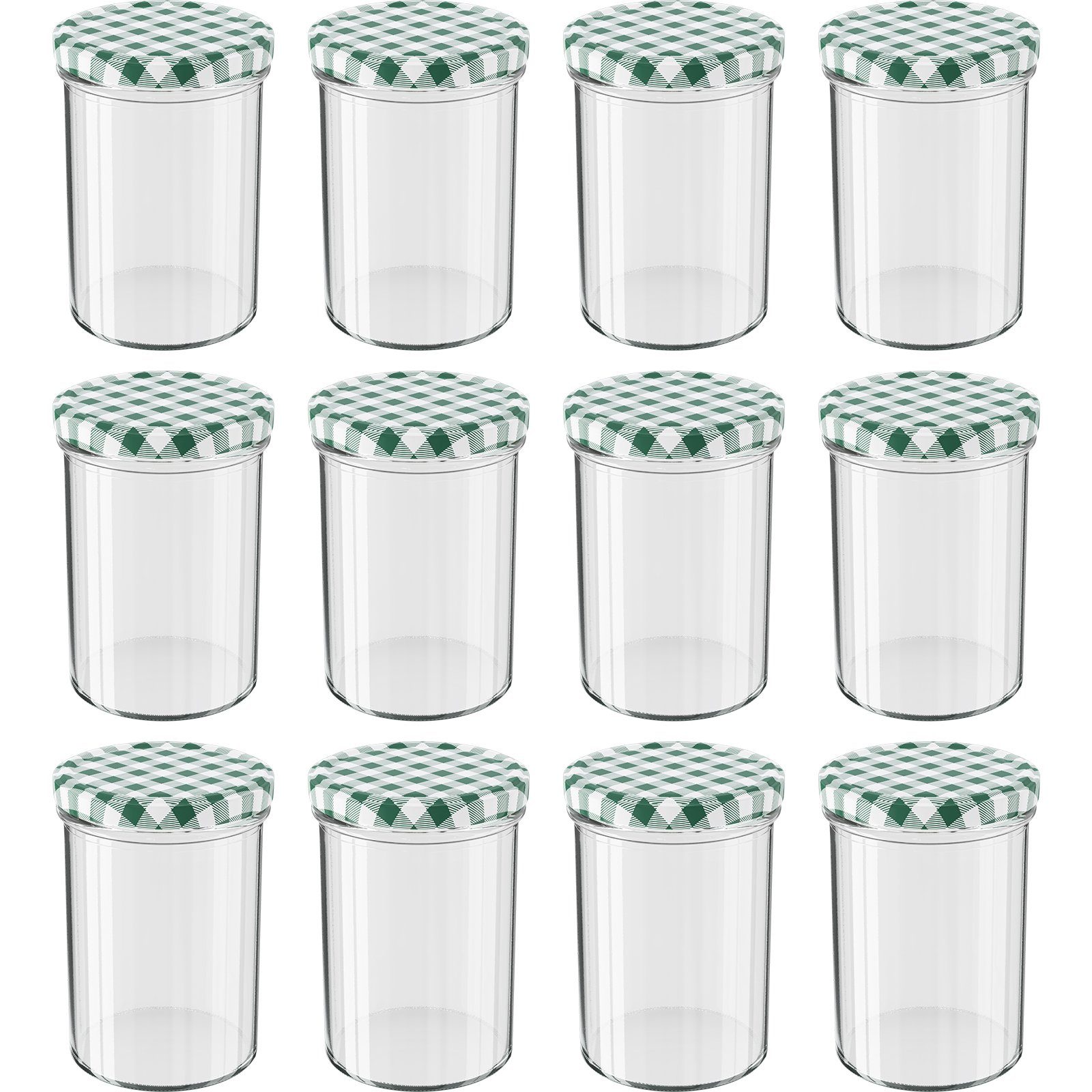 Vorratsglas Einmachgläser Schraubdeckel grün kariert - 435 ml
