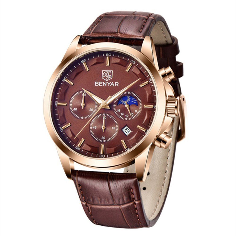 GelldG Uhr Uhr Armbanduhr analog Quarz wasserdicht Business Armbanduhren Braun | Wanduhren