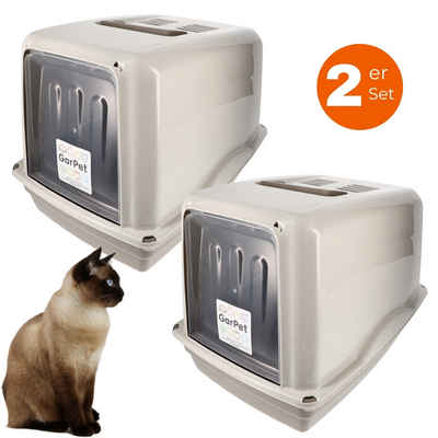 GarPet Katzentoilette 2x Katzenklo mit Deckel XXL große Katzen Toilette Haube Klo Doppelpack
