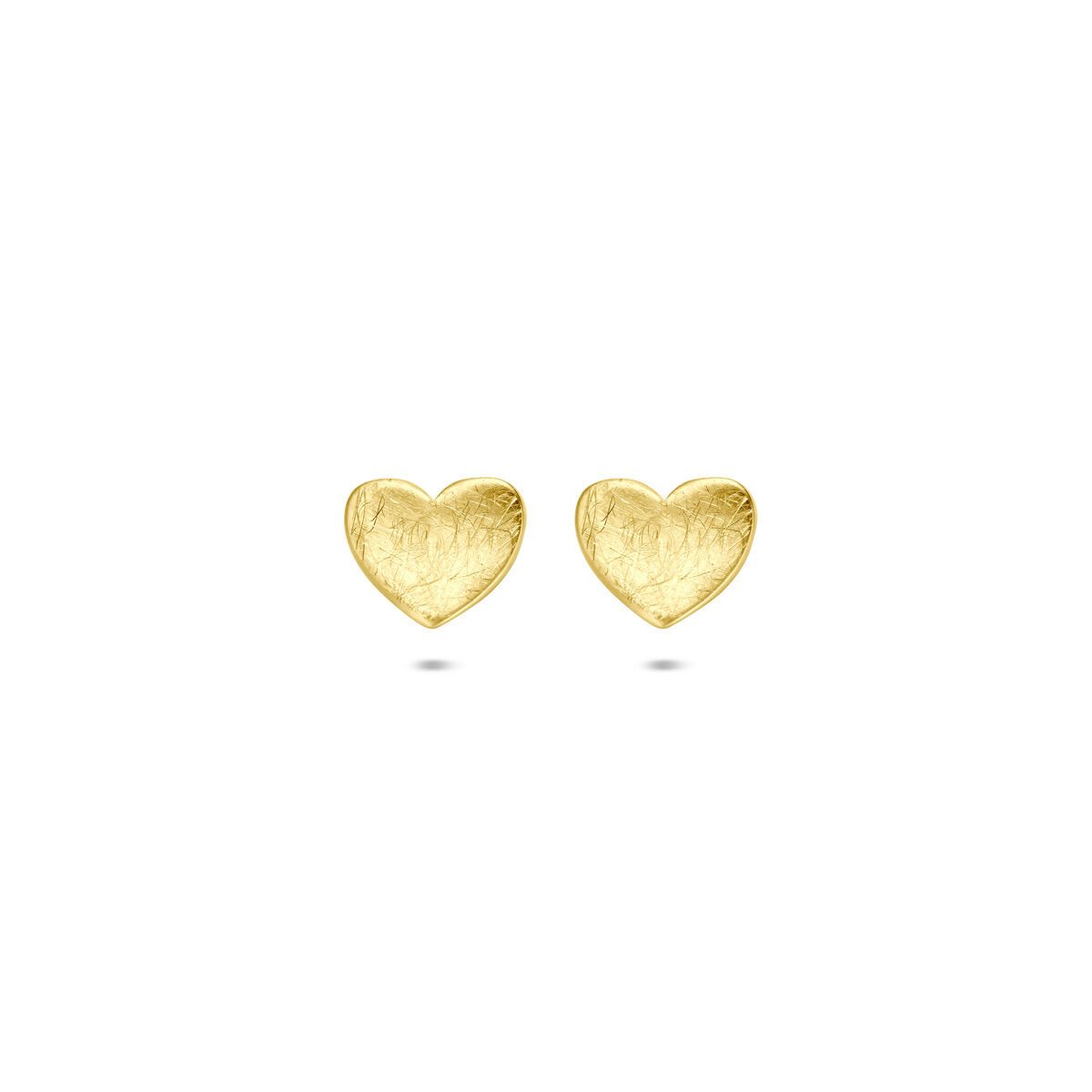 NICEANDnoble Paar Ohrstecker 585er Gelbgold Ohrstecker Herz mattiert gebürstet, matt gebürsteter Goldschmuck