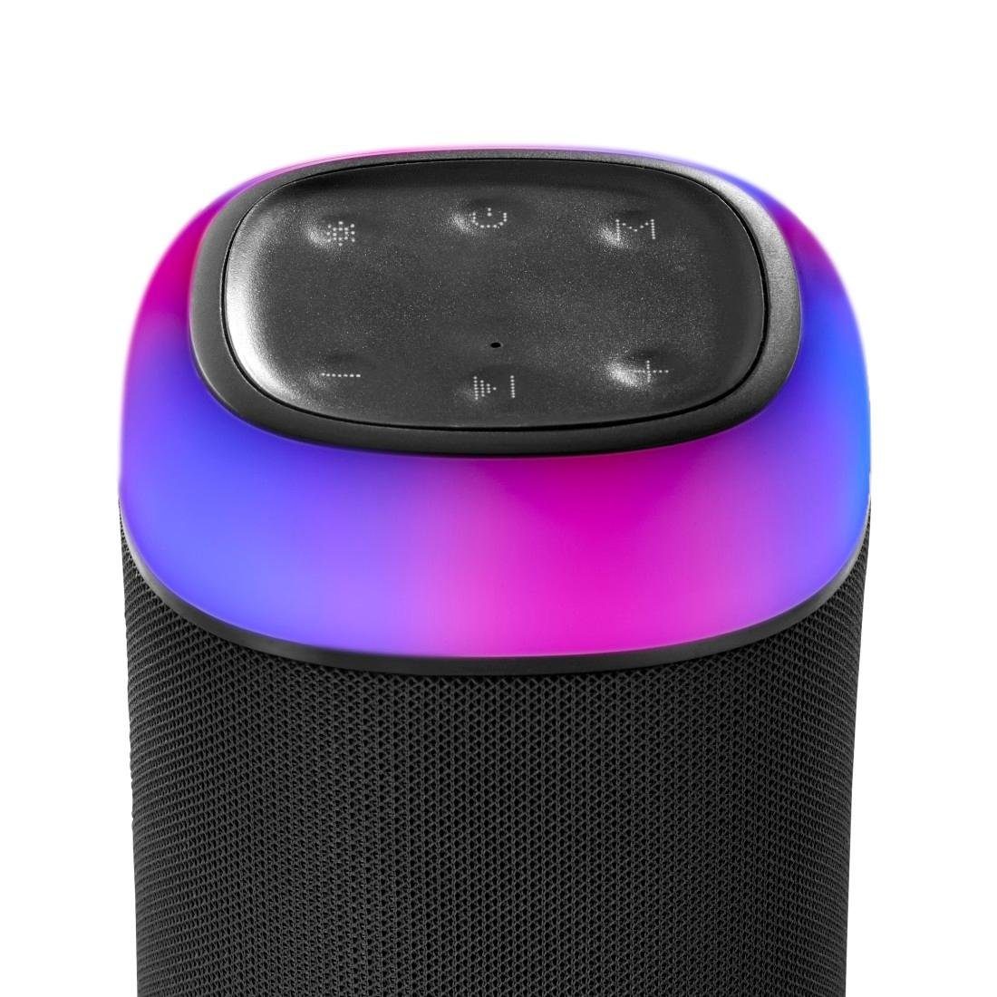 LED Bluetooth-Lautsprecher Sound) Shine Box Bass Bluetooth 2.0 Sound spritzwassergeschützt schwarz Xtra 360ᵒ (Freisprechanlage,Xtra Hama Bass,360ᵒ