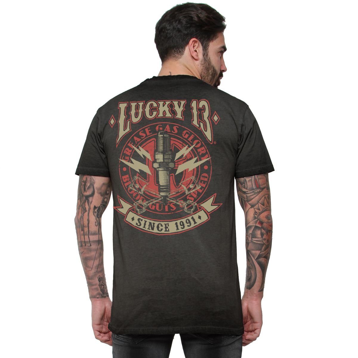 T-Shirt Adult Amped black 13 Herren Lucky Lucky T-Shirt washed 13